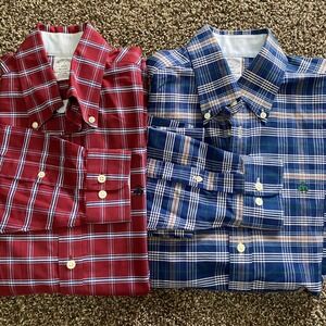 Lot 2 Brooks Brothers Men S Regent Fit Plaid Non Iron Button Down Shirt Red Blue